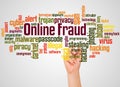 Online Fraud word cloud and hand with marker concept Royalty Free Stock Photo