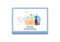Online fundraising and financial shares, flat vector illustration isolated.