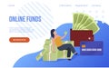 Online funds financial landing page promo internet banner place for text vector flat illustration
