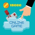 online game hand touch joystick coin score