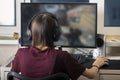 Online games for the computer, the girl plays shooters, esports, leads a stream