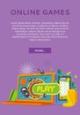 Online Games Concept Flat Style Vector Web Banner Royalty Free Stock Photo