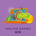 Online Games Concept Flat Style Vector Web Banner Royalty Free Stock Photo