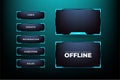Online gaming screen panel design vector with simple shapes. Live streaming overlay design for gamers. Live broadcasting overlay