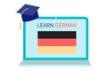 Online German Learning, distance education concept. Language training and courses. Studying foreign languages on a website in a Royalty Free Stock Photo