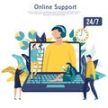 Online global technical support concept. Customer service, hotline operator