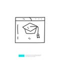 online graduation doodle line icon