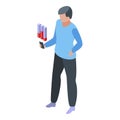 Online graph chart reputation icon, isometric style