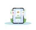 Online grocery mobile application flat concept vector illustration