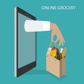 Online Grocery Ordering, Delivery Vector Concept. Royalty Free Stock Photo