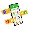 Online grocery shopping app on smartphone Royalty Free Stock Photo