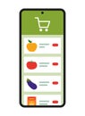 Online grocery shopping app on smartphone Royalty Free Stock Photo