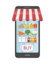 Online grocery shopping concept, order food, healthy vegetables and vegetarian food