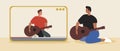 Online Guitar Learning, Flat Vector Stock Illustration with Videos for Guitarists and Online Learning