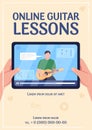 Online guitar lessons poster flat vector template