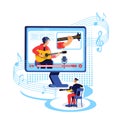 Online guitar tutorial flat concept vector illustration