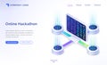 Online hackathon isometric landing page, banner