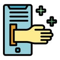 Online hand medicine icon color outline vector