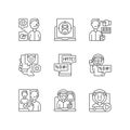 Online harassment and bullying linear icons set Royalty Free Stock Photo