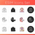 Online hater icons set