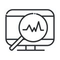 Online health, computer magnifier pulse cardiology covid 19 pandemic line icon Royalty Free Stock Photo