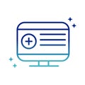 Online health, computer report medical covid 19 pandemic gradient line icon
