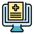 Online health file icon color outline vector Royalty Free Stock Photo
