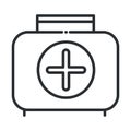 Online health, kit first aid medical service covid 19 pandemic line icon