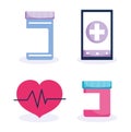 Online health, smartphone heartbeat medicine containers covid 19 pandemic