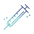 Online health, syringe vaccine medicine covid 19 pandemic gradient line icon