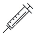 Online health, syringe vaccine medicine covid 19 pandemic line icon