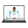 Doctor consults the patient via online video link