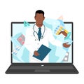 Doctor consults the patient via online video link