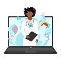 Doctor consults the patient via online video link