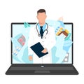 Doctor consults the patient via online video link