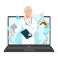 Doctor consults the patient via online video link