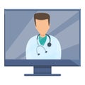 Online home doctor icon, cartoon style