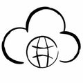 Online Hosting line icon. Cloud network and data vector