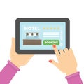 Online hotel booking.