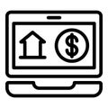 Online house lease icon, outline style Royalty Free Stock Photo