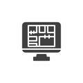 Online house planning vector icon