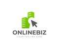 Online house rent logo design. Selling and buying property online vector design Royalty Free Stock Photo