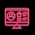 online house rent neon glow icon illustration