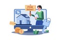 Online House Rental Service Illustration concept on white background