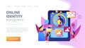 Online identity management concept landing page