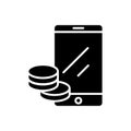 Online income black icon concept. Online income flat vector symbol, sign, illustration. Royalty Free Stock Photo