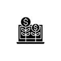 Online income black icon concept. Online income flat vector symbol, sign, illustration. Royalty Free Stock Photo