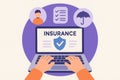Online insurance application process modern digital security and protection concept flat design Royalty Free Stock Photo