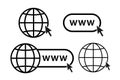 Online internet icon website symbol set vector illustration. www site access. web net world globe in computer. click mouse cursor