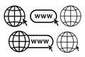 Online internet icon website symbol set vector illustration. www site access. web net world globe in computer. click mouse cursor